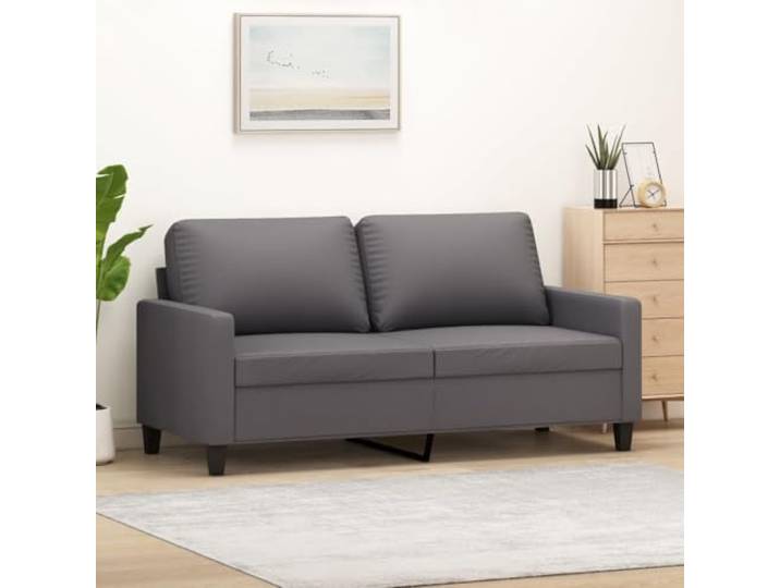 HEFZGDB Graues 2-Sitzer-Sofa 140 cm Kunstleder Modernes Wohnzimmer Sofa Langlebiges Polstermöbel Metallgestell Bequem Schmutzabweisend Luxuriöses Design Stabiles Sofa