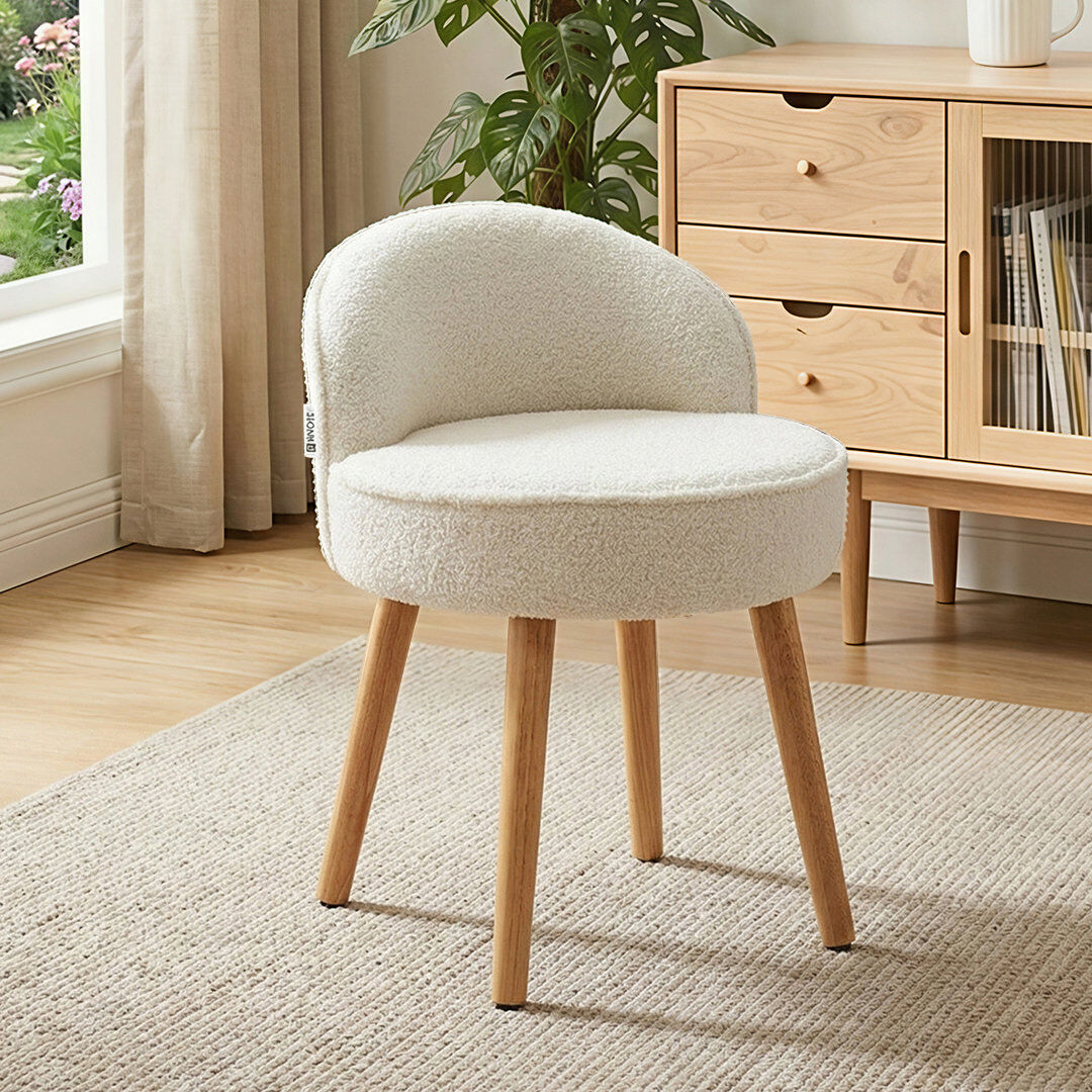 Fjørde & Co Solid Wood Accent Stool White 68cm H X 49cm W X 49cm D