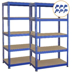 2 x T-RAX Lagerregal 75cm x 150cm x 30cm Blau mit  Verbindungsstücke