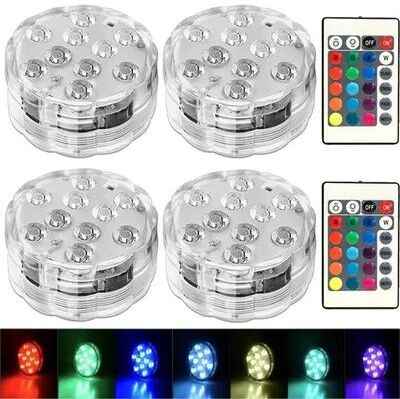 Uplift Treasures RGB LED Submersible Underwater Light 16 Color Waterproof Decorative Lamp 4lamp With 2rc