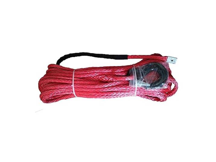 Windenleine UHMWPE-Seil, 10 mm * 28 m synthetische Windenleine/UHMWPE-Seil mit WLL 2T-Haken(Rood)