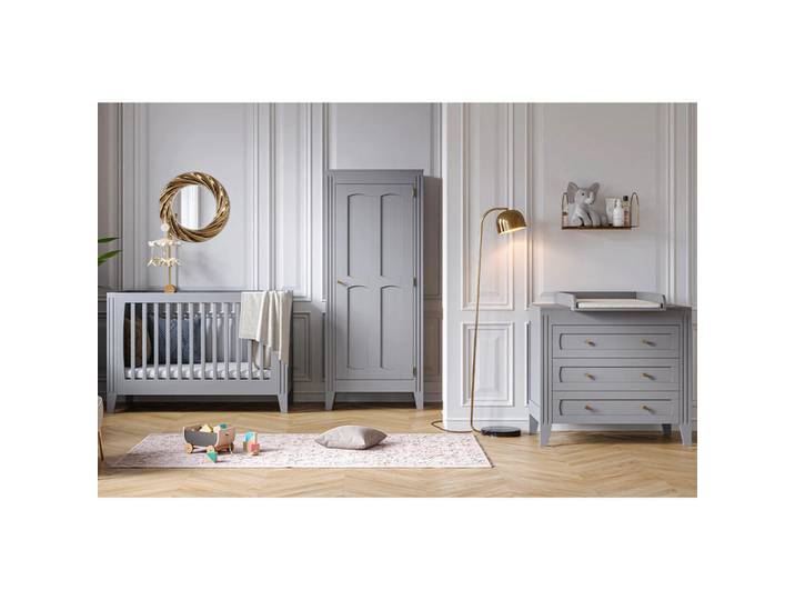 Petits-meubles Babyzimmer 3-teilig Grau, 144x80x75 cm, Babymöbel & Kindermöbel, Babyzimmer