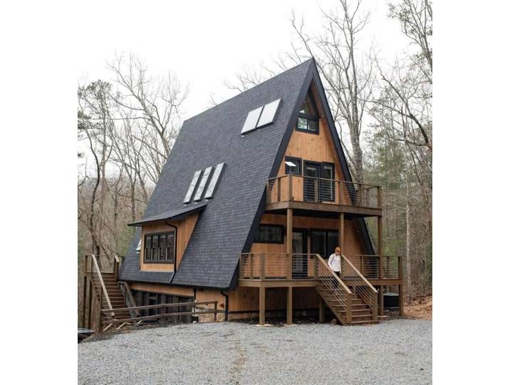 Maison préfabriquée en bois en forme de triangle, petite cabane portable, villa modulaire de luxe pour la vie en plein air