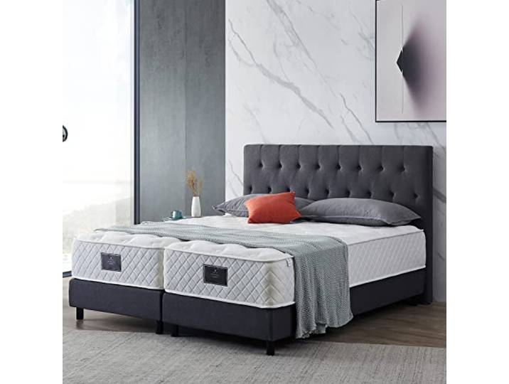 De RUCCI Boxspringbett Modell 211 – Bettgestell mit Kopfteil – ohne Matratze (160 x 200 cm, Anthrazit)