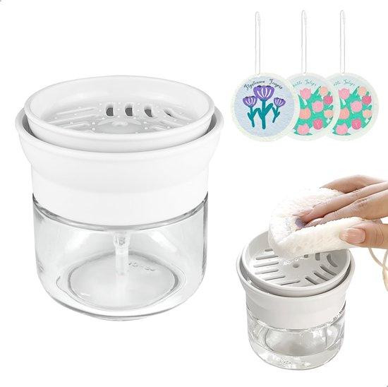 Unyqoos 2-in-1 zeepdispenser en sponshouder, 280 ml, transparant