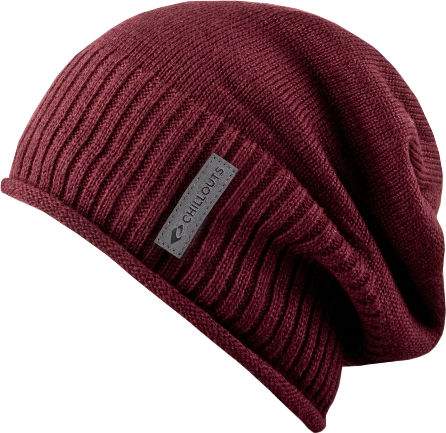 Beanie CHILLOUTS "Etienne Hat", rot (burgundy), Strick, Baumwolle, Mützen Beanie, Strickbeanie mit Rollkante burgundy Einheitsgröße