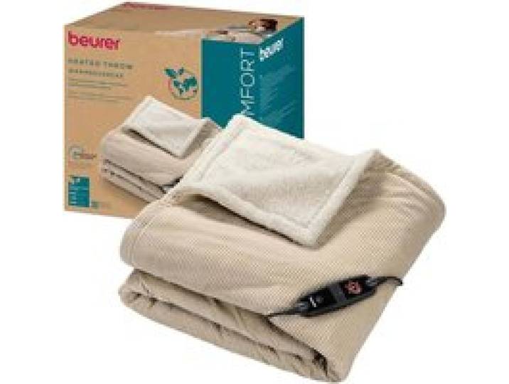 Beurer Couverture chauffante HD 80 velours côtelé 180x130 cm - 6 niveaux lavable beige