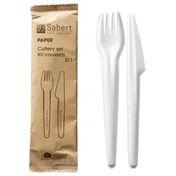 MONOUSO - Besteckset aus Kraftpapier Messer und Gabel (50 Stück)