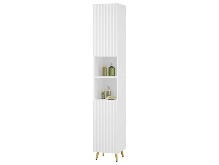 Meuble de salle de bain blanc sur pied avec étagères réglables 30x180x28 CM, meuble étroit pour toilettes