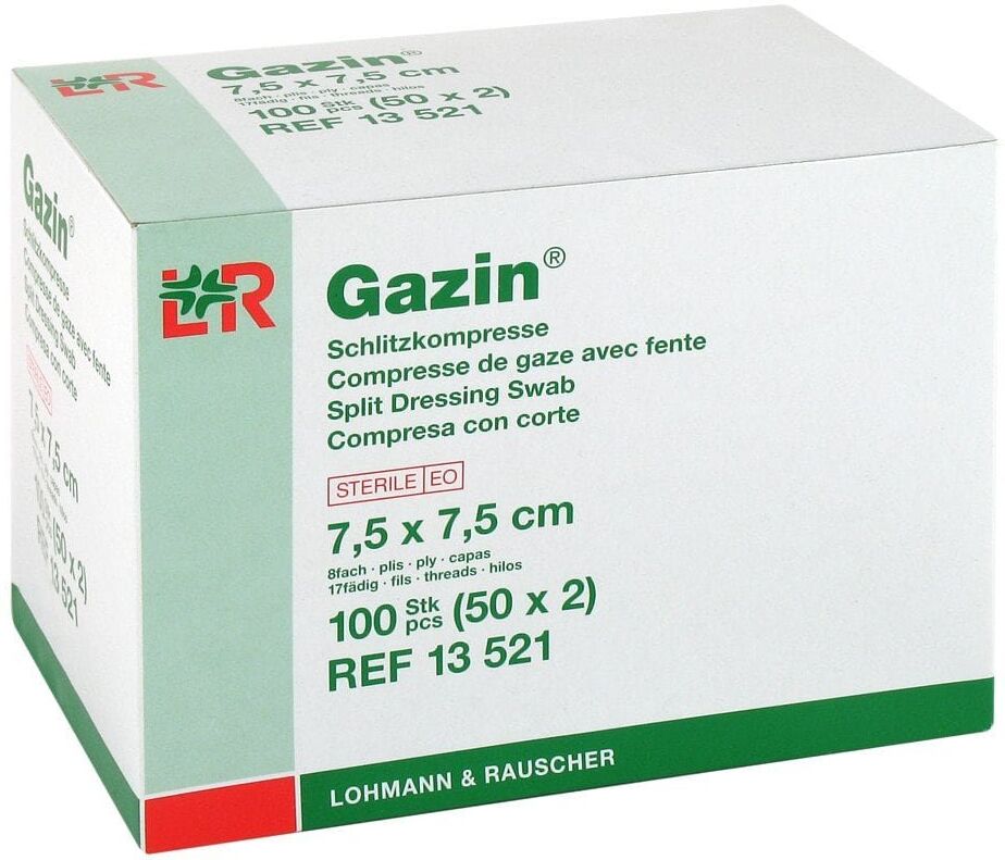 Gazin Schlitzkompressen 7,5x7,5cm 8fach steril