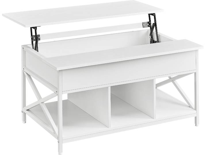 VASAGLE Couchtisch, höhenverstellbar, offener und versteckter Stauraum, 60 x 100 x (48-62) cm