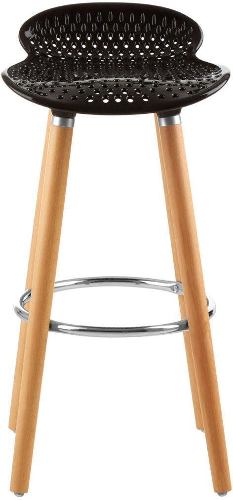 Fjørde & Co Kai Bar Stool with Solid Wood Frame Black 80cm H X 44cm W X 40cm D