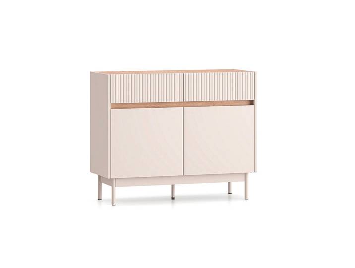 Petits-meubles Sideboard Connie Kaschmir und Holz, Holzwerkstoff, 2 Schubladen, 103.2x84.4x40 cm, Kleinmöbel, Kommoden, Sideboards