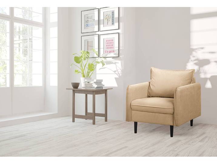 Fauteuil Palawan Beige Microfibre Jada 74 x 86 x 91cm