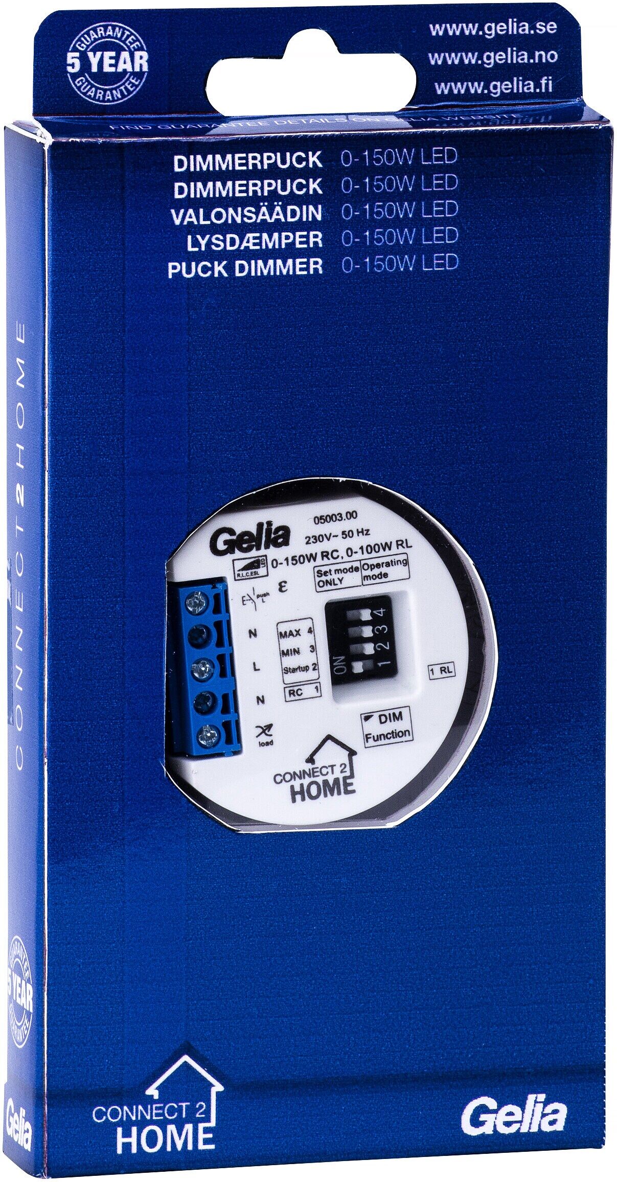 Gelia Dosdimmer, 3-tråd 0-150 W LED, Connect 2 Home