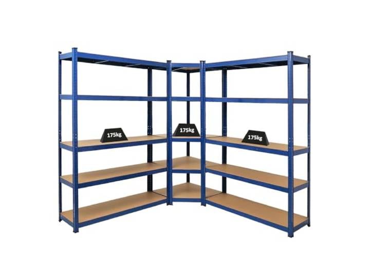 PROREGAL Mega Deal Eckregal Ragnar 1x: 180x70x40cm 2X: 180x120x40cm Blau Fachlast 175kg, Kellerregal, Steckregal, Garagenregal, Lagerregal