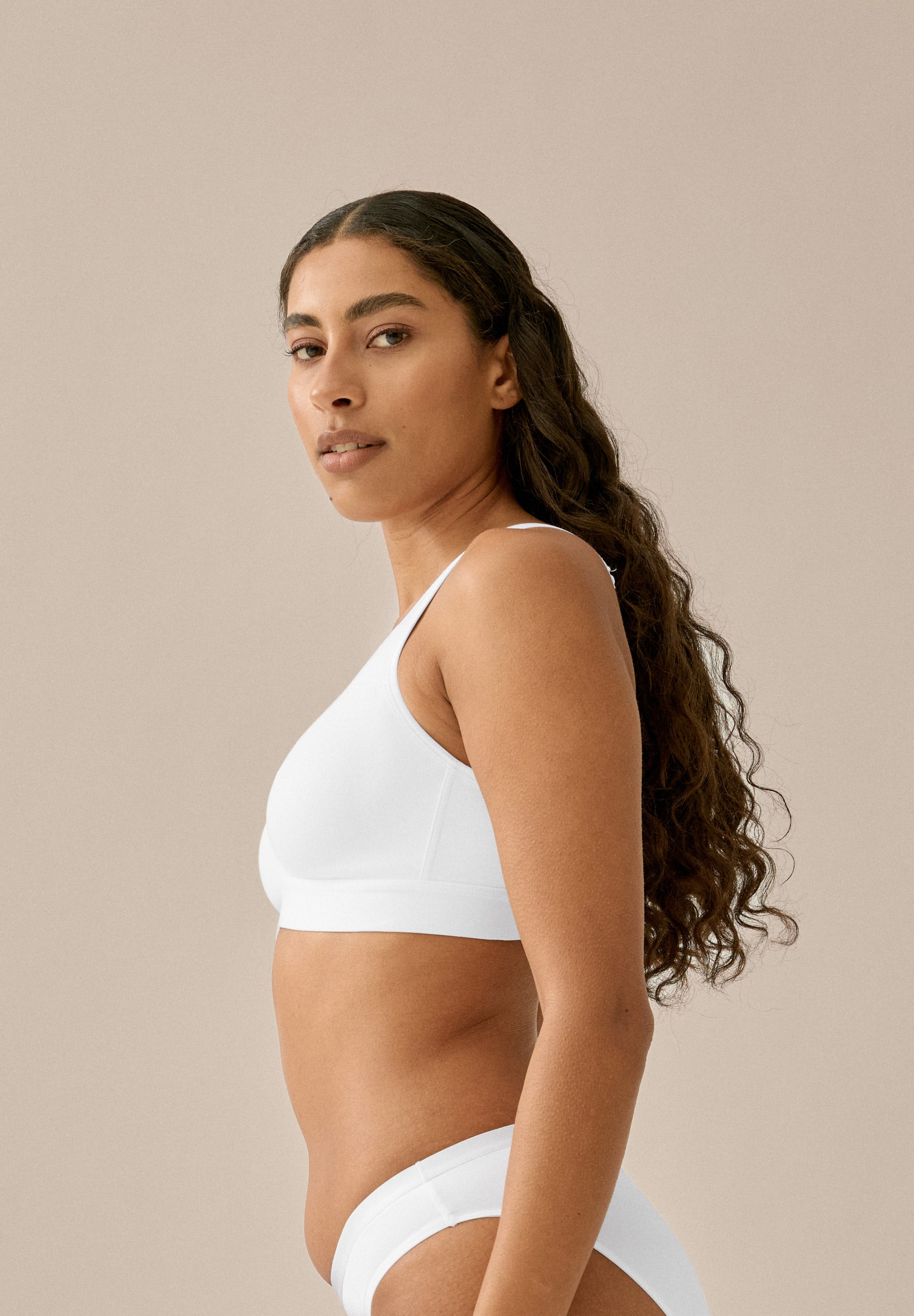 Bügelloser BH NATURANA "Athleisure", Damen, Gr. 80, Cup D, weiss (weiß), Obermaterial: 95% Baumwolle, 5% Elasthan, BHs Bügelloser BH weiß 80, Cup D