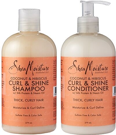 Shea Moisture Coconut and Hibiscus Curl & Shine Shampoo and Conditione