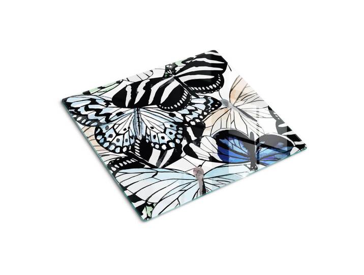 Tulup Glasplatte 60x52 cm Schmetterlingsblume, Braun, Glas, 60x0.4x52 cm, Küchen, Küchenelektrogeräte, Herde, Herdabdeckplatten