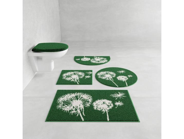 Badematte GRUND Pusteblume, Badvorleger, Badezimmer Teppich, sehr weich , grün, H:20mm, Polyacryl, Badematten, Badematte, weiche Haptik, auch als 2-teiliges Set erhältlich, Made in Europe