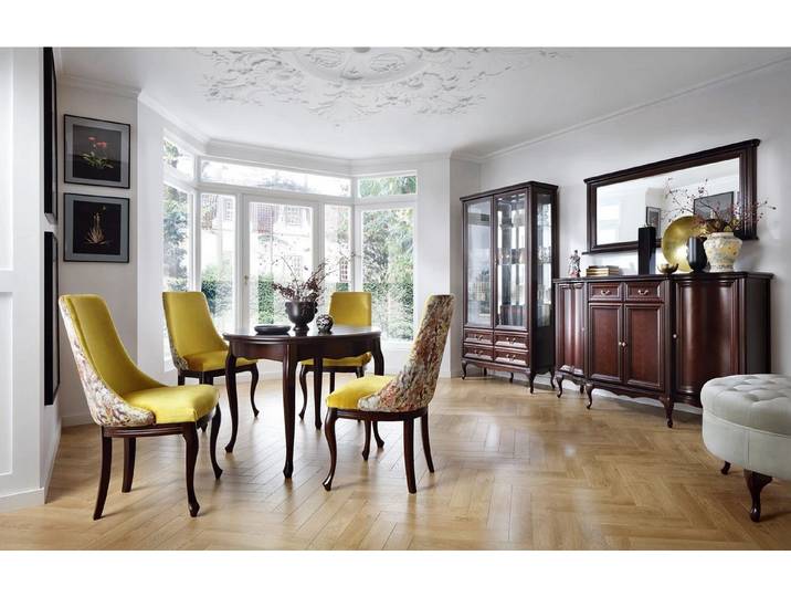 JVmoebel Wohnzimmer-Set Klassisches Holz Vitrinen- und Kommoden-Set mit Spiegel, Made in Europa
