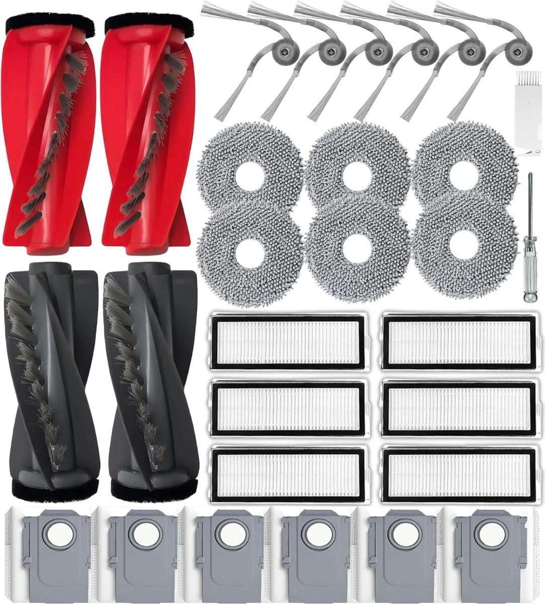 INF Vervangingsaccessoireset compatibel met Roborock Qrevo-serie met hoofdborstels, filters en moppen