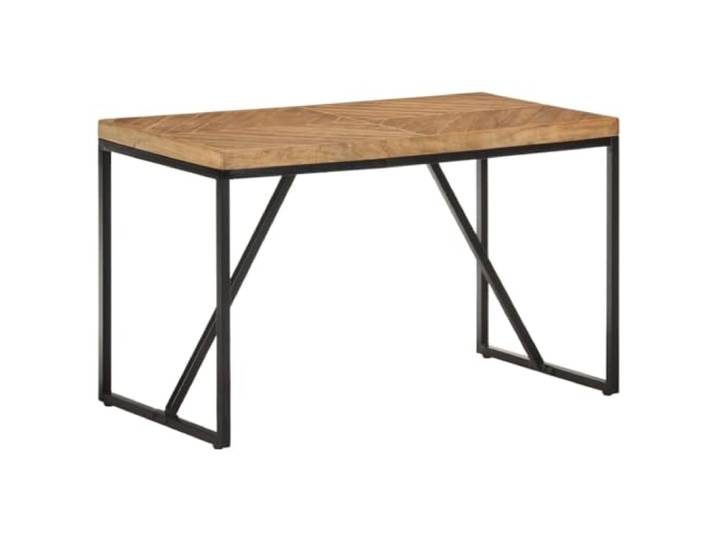 Fisinber Esstisch 120x60x76 cm Massivholz Akazie Mango Tisch Holztisch Stilvoller Küchentisch mit einzigartigem Mosaik Muster und stabilen Stahlbeinen für moderne Esszimmer.