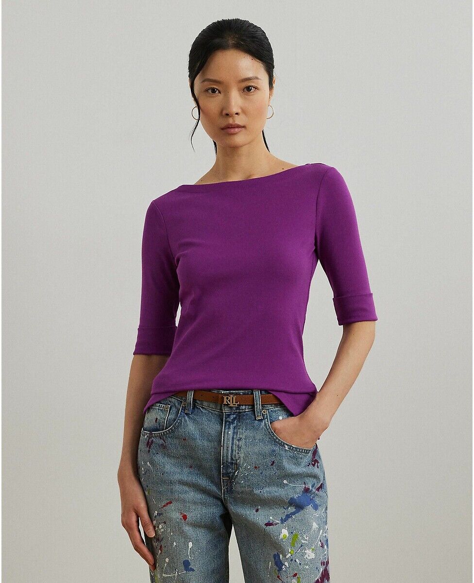 LAUREN RALPH LAUREN Tee shirt col bateau manches courtes