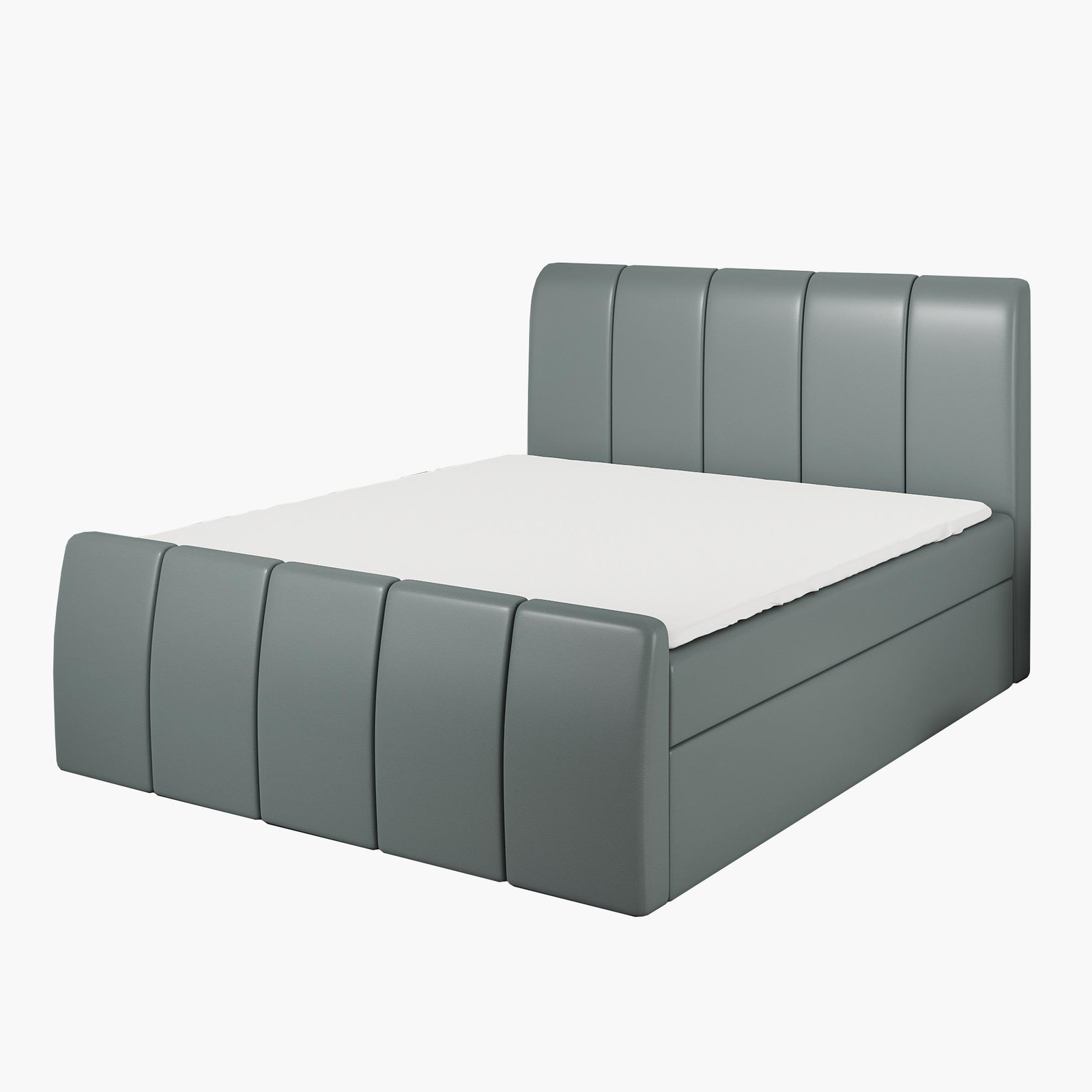 Mebloland Boxspringbed KARIS 140x200 cm met bedopslag en gestoffeerd hoofdeinde, Grijs