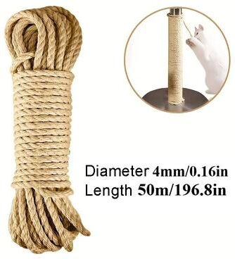 Quick Pick Pro Natural Cat Scratcher Rope For Cat Tree Rope Repair Durable Natural Sisal Rope 50m