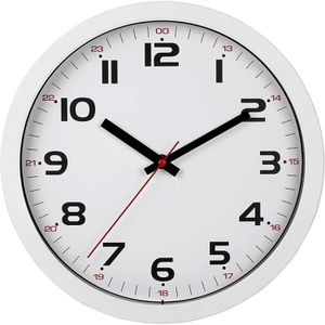 TFA Wanduhr 60.3050.02, Kunststoff, analog, Quarzuhr, Ø 30,5 cm, weiß, lautlos