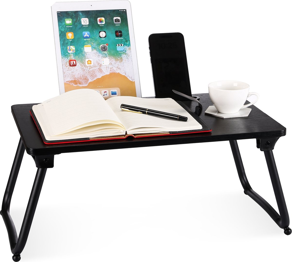 Behave Multifunctionele Bedtafel en Laptoptafel met inklapbaar blad - Zwart
