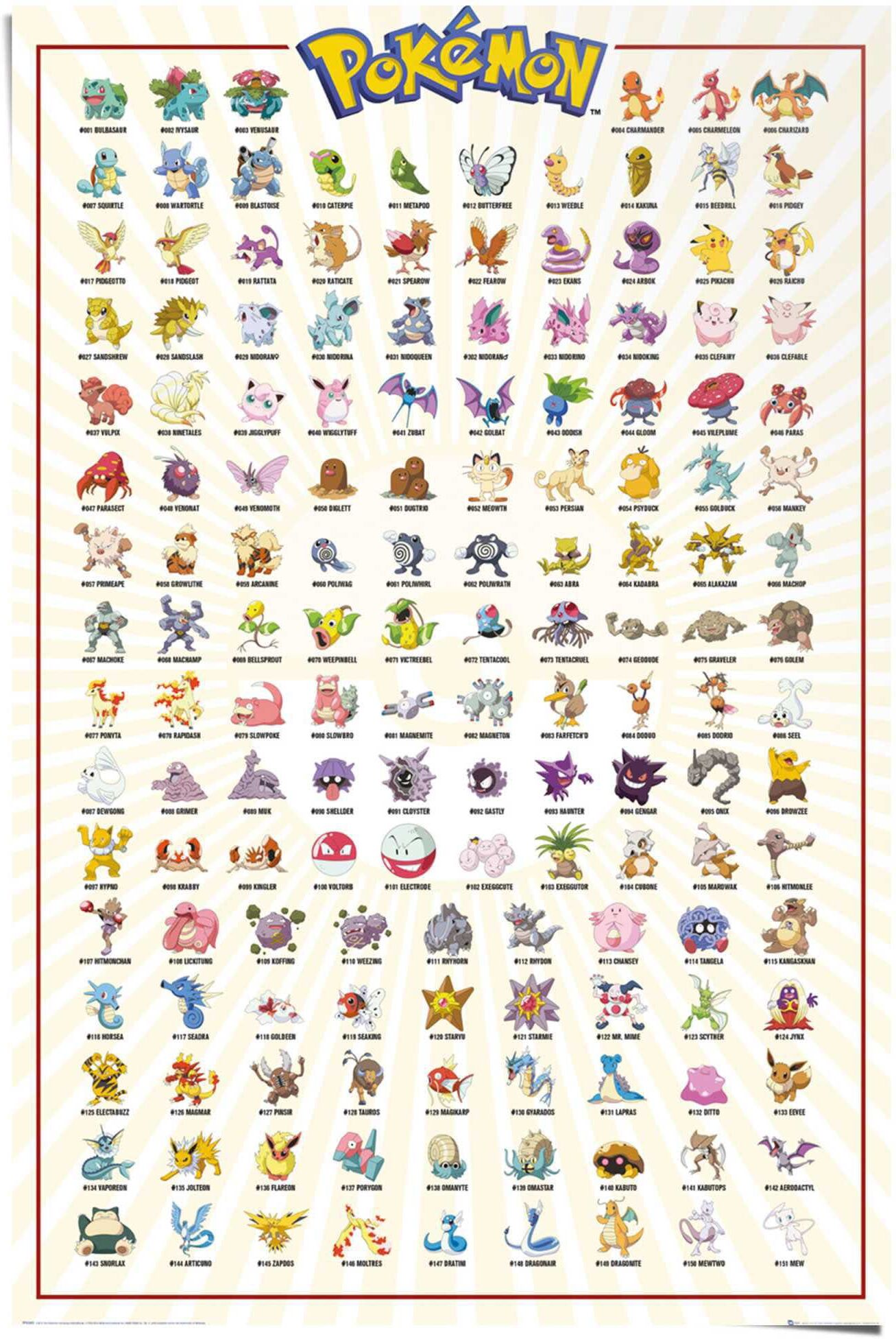 Reinders! Poster REINDERS "Pokemon", bunt (farbe bild(er): mehrfarbig), B:61cm H:91,5cm, Papier, Bilder, Poster farbe bild(er): mehrfarbig B/H/T: 61cm x 91,5cm, 1 Stk.