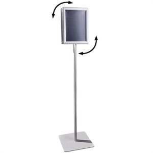 Böttcher-AG Infoständer Classic aus Aluminium, silber, A4, 138 cm Höhe, Hoch- oder Querformat, beidseitig