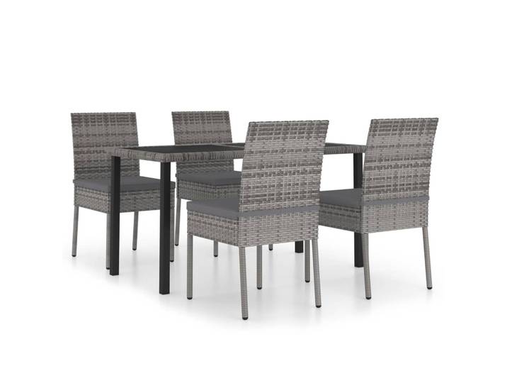 vidaXL Ensemble de jardin 5 pièces Poly rotin gris