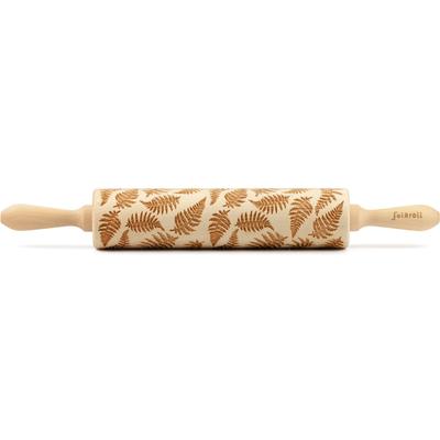 Teigroller FOLKROLL "Farn", braun (holzfarben), L:43cm Ø:6cm, Massivholz, Teigroller, Keksteig im Handumdrehen mit Motiv versehen