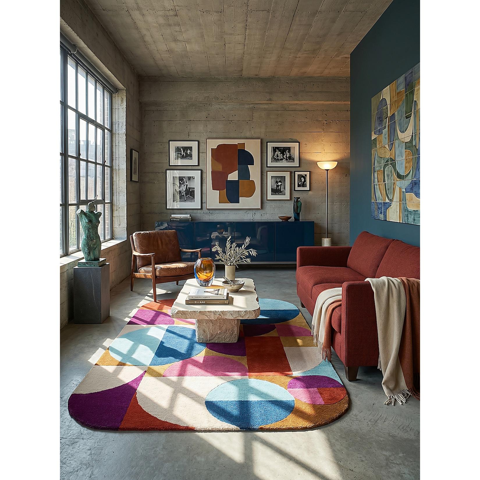 Wollteppich geometrisch Rosa-Bunt 120 x 170 cm - HALLEIN Kadima