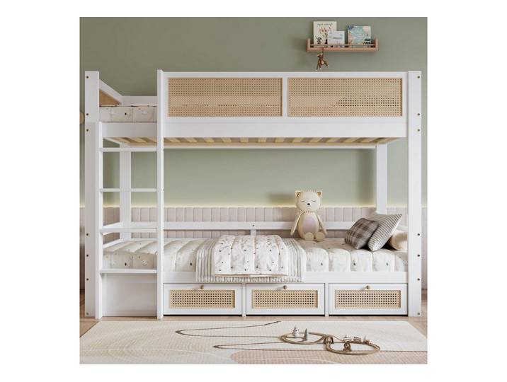 LuxusKollektion Kinderbett Kinder Etagenbett 90x200 mit Schubladen