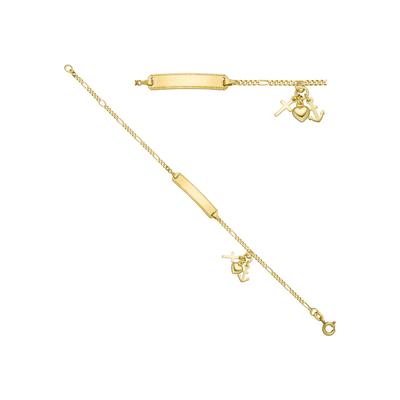 Armband JOBO "Schildband Glaube Liebe Hoffnung", gold (goldfarben), Armbänder, Damen, 16cm, Silber 925 (Sterlingsilber), Armband, 925 Silber vergoldet