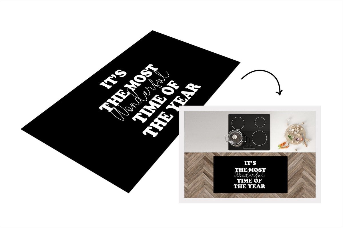 Kerst Keukenloper Vinyl met Quote It's the most wonderful time of the year - 120 x 60 cm