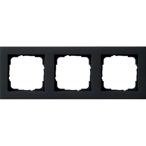 Gira Steckdosenrahmen 021309, E2, System 55, 3-fach, schwarz matt