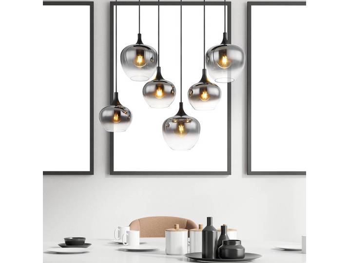 Globo Glas Hängelampe Maxy, dimmbar, alu / grau / zink, für Wohn- / Esszimmer, Glas, Pendelleuchte