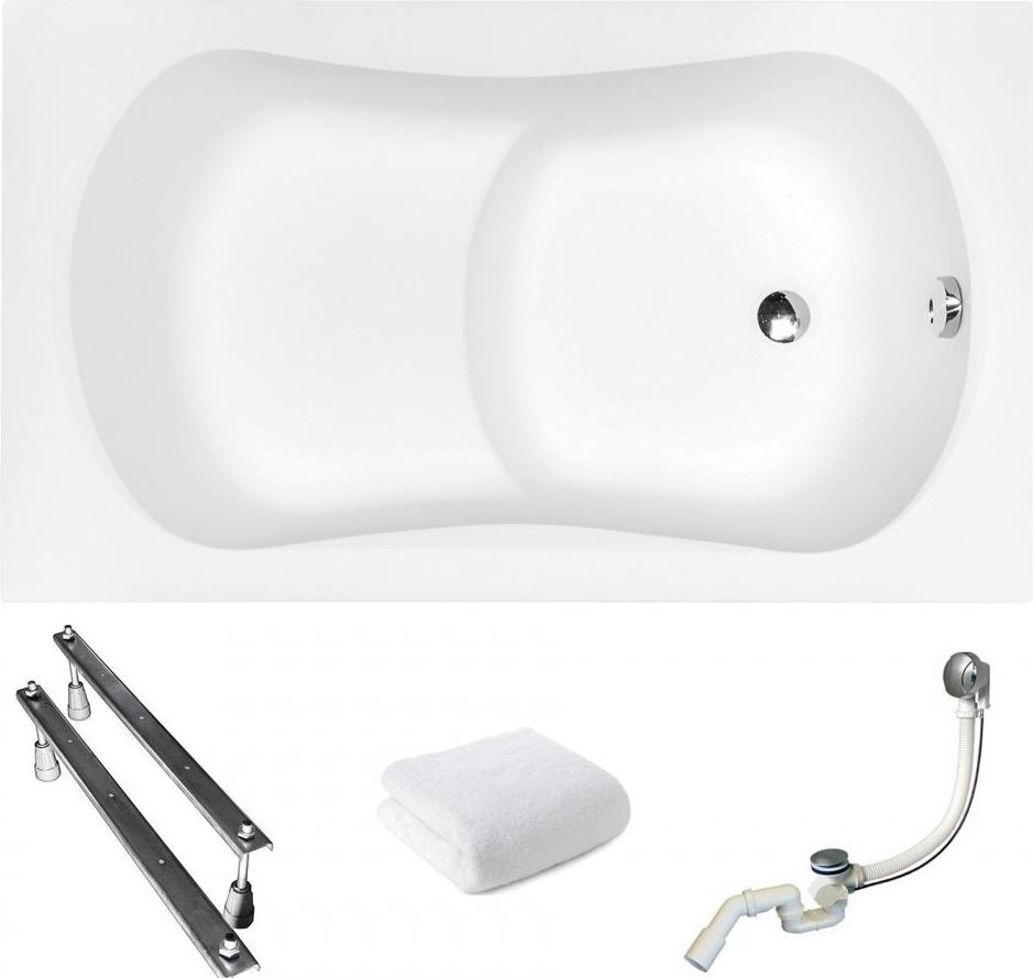 Aqua For You | Besco Wanne Aria Rehab - 120x70cm - Antibakterielle Beschichtung - Sitz - Automatischer Siphon - mit Verkleidung