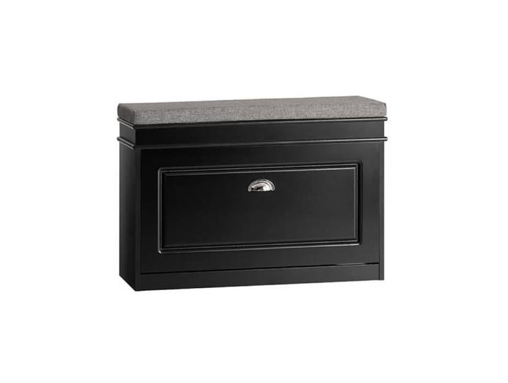 SoBuy Banc à Chaussures avec Coussin et Abattant Meuble de Rangement pour Entrée 75x24x51 cm Noir FSR82-L-SCH