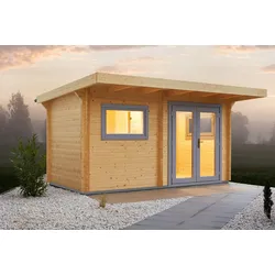 Infraworld Gartensauna Bella 3-Fenster & Türen in exklusiver Ausführung und farbig lackiert