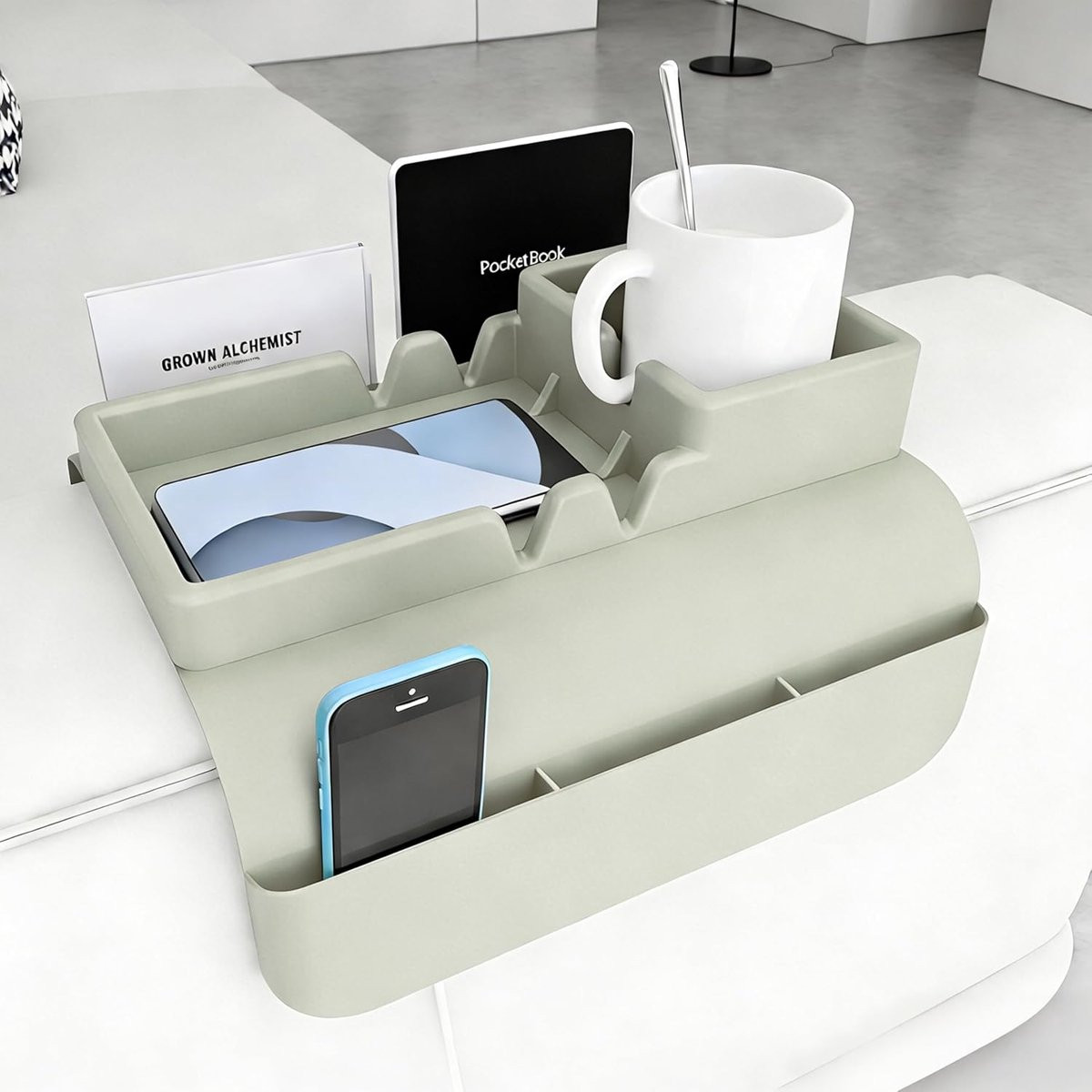 Namajunas Silicone Armleuning Organizer met Bekerhouder en Dienblad voor Afstandsbediening en Drinken - Anti slip