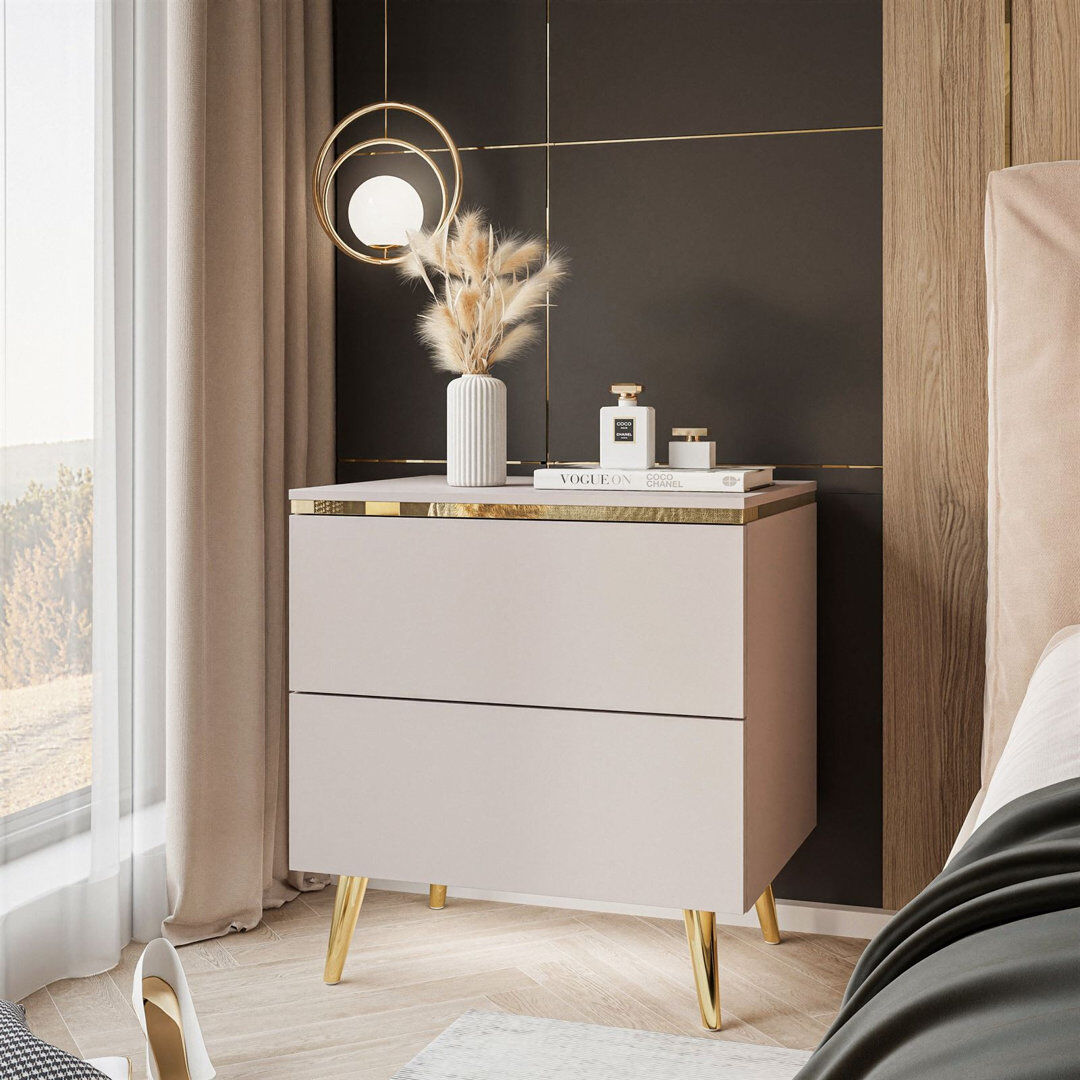 Fairmont Park 50 cm W Bedside Table cashmire 53cm H X 50cm W X 37cm D
