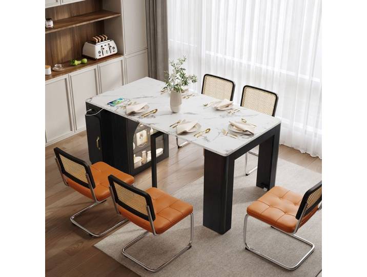 Inset de cuisine avec rouleaux Table à manger amovible avec plaque de table amovible Chariot de service mobile avec barres de pris