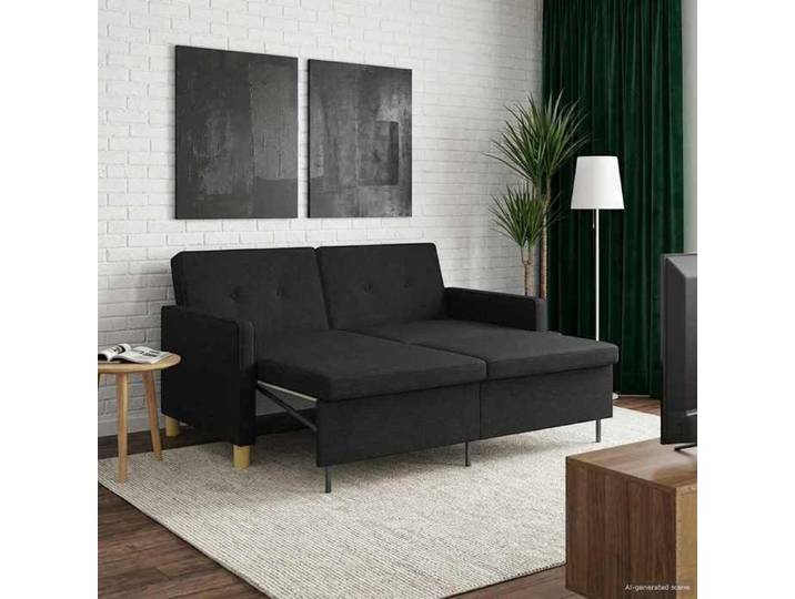 NEW Noir Sofa ergonomique - - Canapé-lit convertible - Sofa-lit - escamotable Noir Tissu(1parcel)8947808