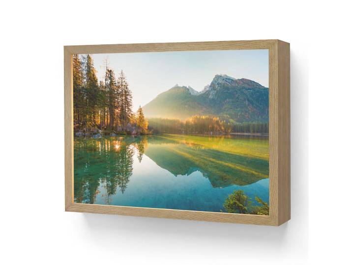 OnlyWow Wandleuchte MIT Akku See - Wald - Berge - Natur - Sonne - Landschaft 40x30 cm, Grün, Rechteckig, LED integrated, 40x30x8 cm, Lampen & Leuchten, Innenbeleuchtung, Wandleuchten